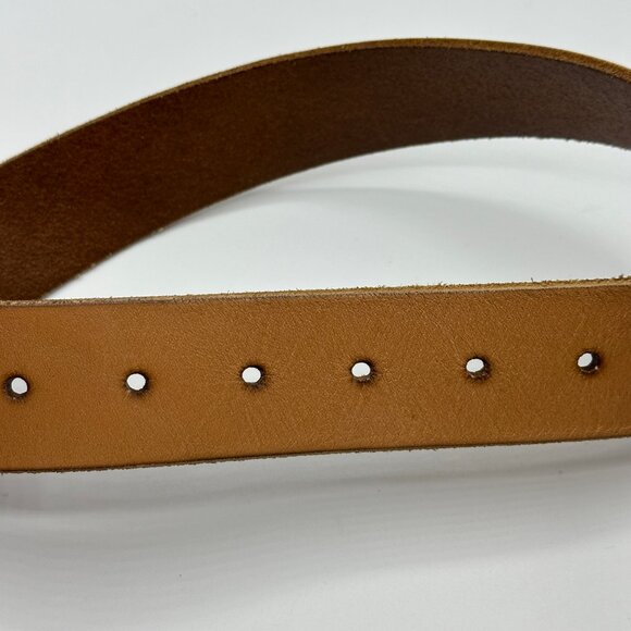 American Eagle Women's Brown Leather Brass Buckle Belt Size Small - Picture 3 of 6